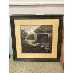 Antique vintage Limited Edition Print By Jim Harrison -" Woodpile" 